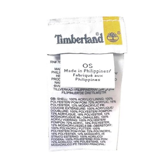 Timberland Womens Black Fleece Lined Cable Knit Cuff Brim Hat With Pom Pom New - Picture 5 of 6